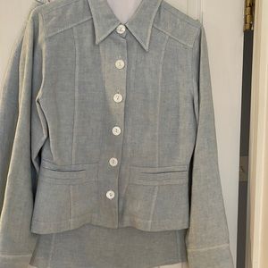 Tristan 100% linen skirt suit jacket Baby blue